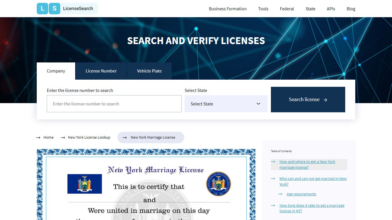 New York Marriage License | License Search