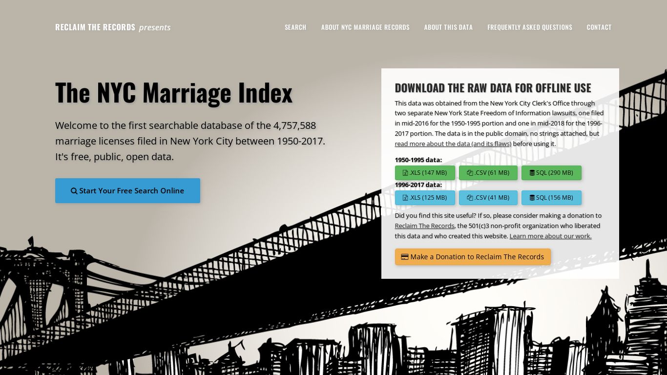 The New York City Marriage Index, 1950-2017 - presented by Reclaim The ...